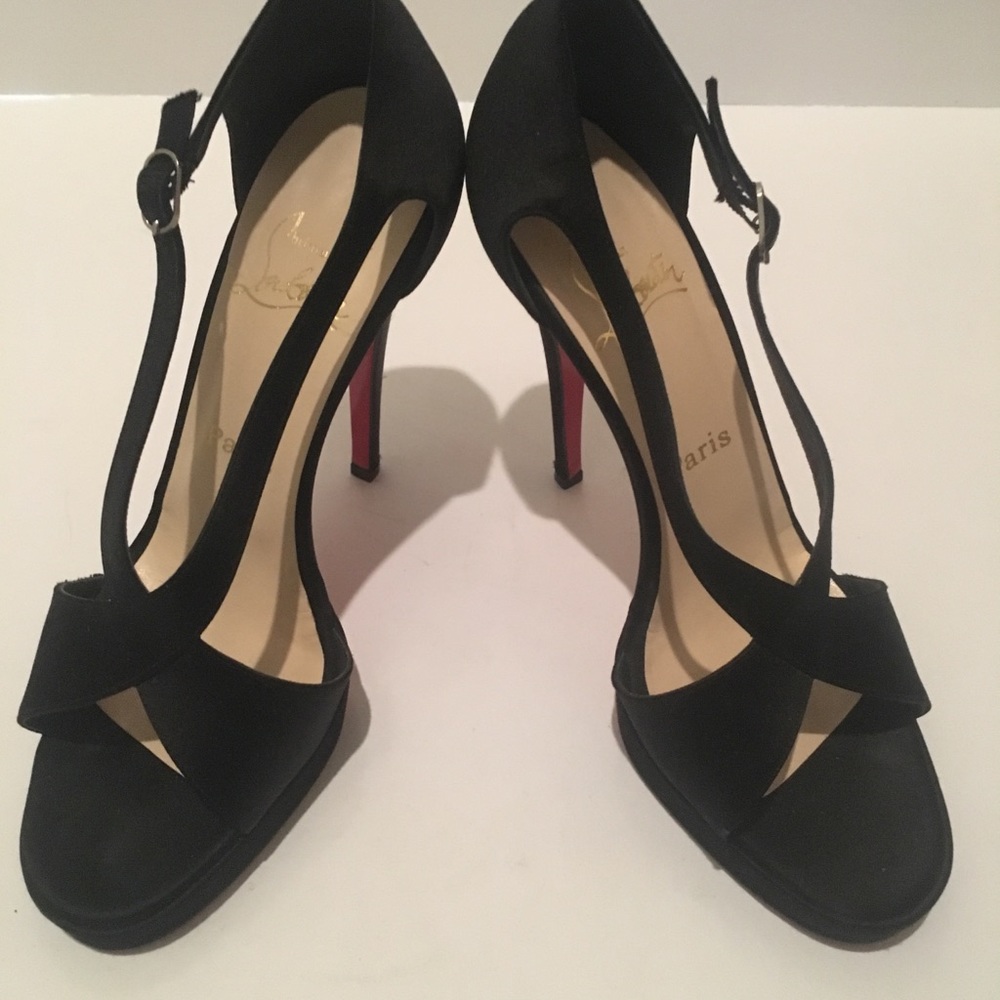 Christian Louboutin Classic Black Satin 5” heel